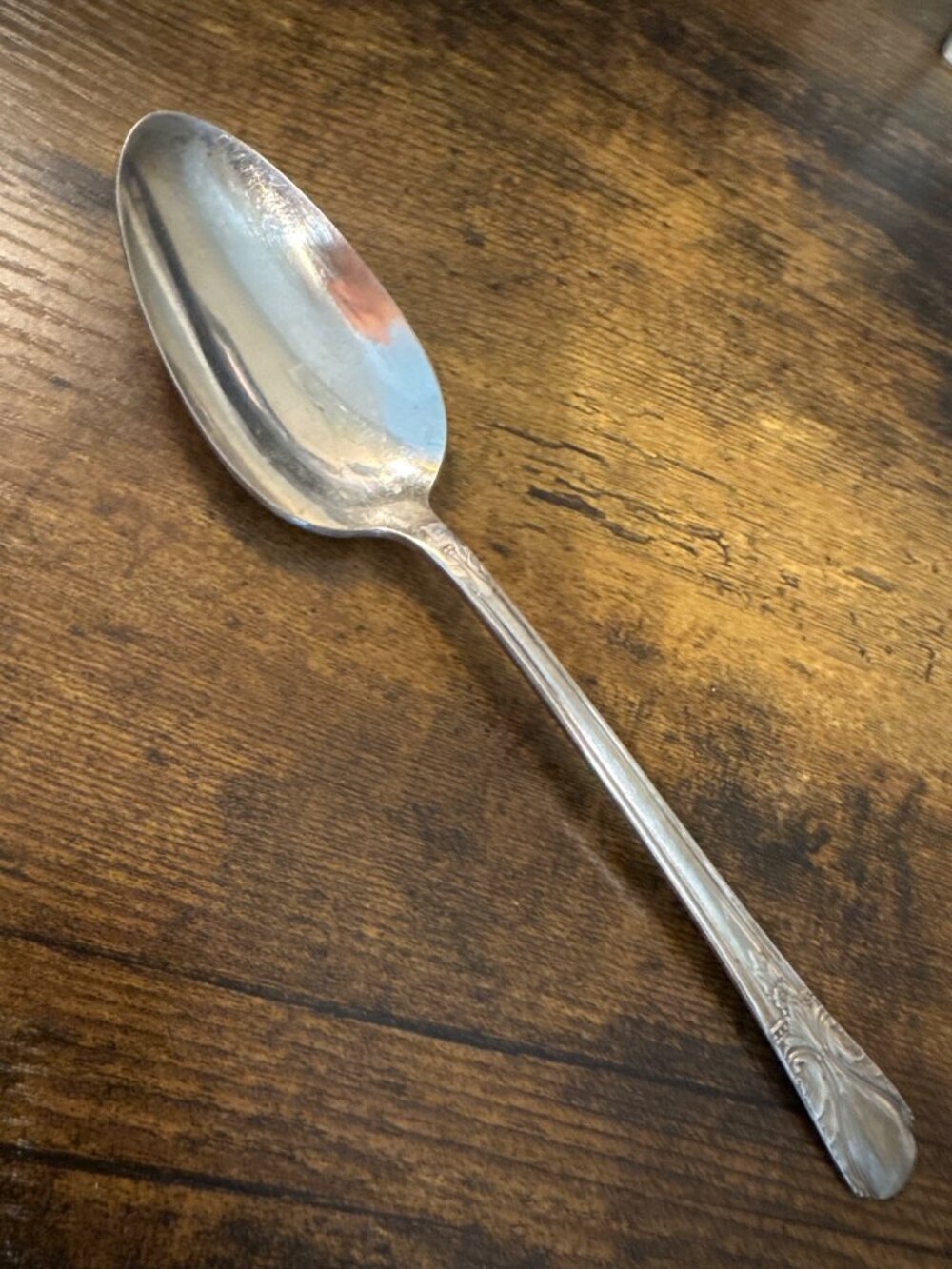 Antique Silver-Plated Serving Spoon Wm Rogers Mfg Co. Avalon
